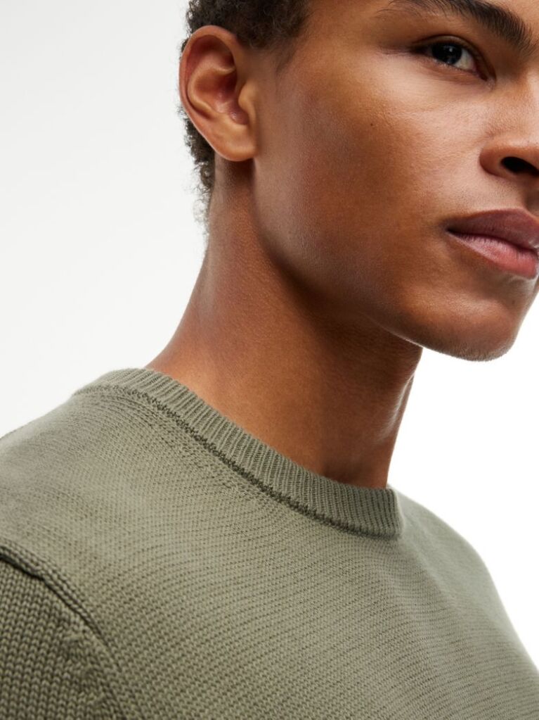 Green Crew Neck Slim Jumper  Men