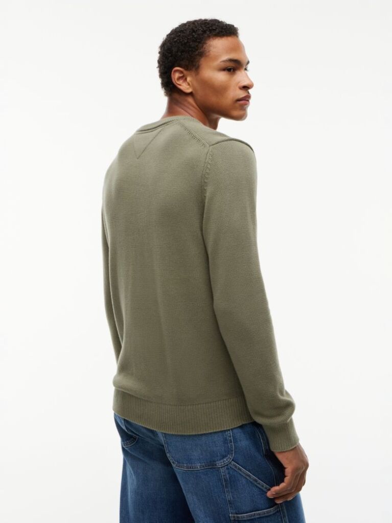 Green Crew Neck Slim Jumper  Men