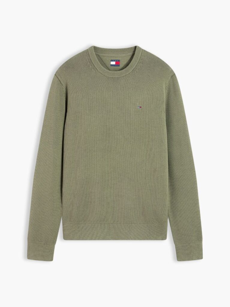 Green Crew Neck Slim Jumper  Men