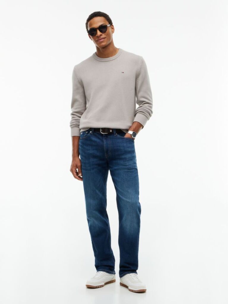 Brown Crew Neck Slim Jumper  Men