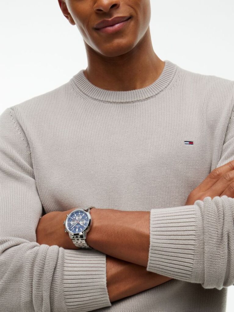 Brown Crew Neck Slim Jumper  Men