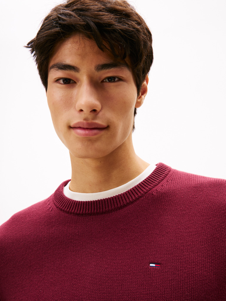 Red Crew Neck Slim Jumper  Men