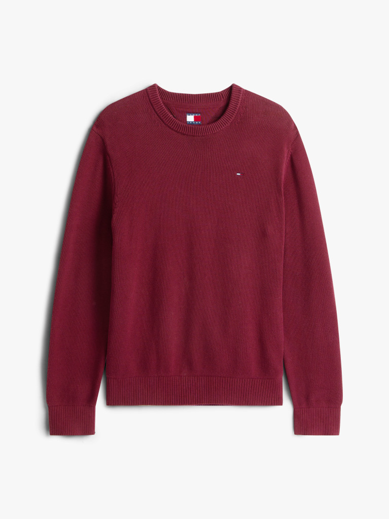Red Crew Neck Slim Jumper  Men