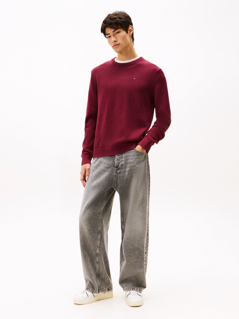 Red Crew Neck Slim Jumper  Men