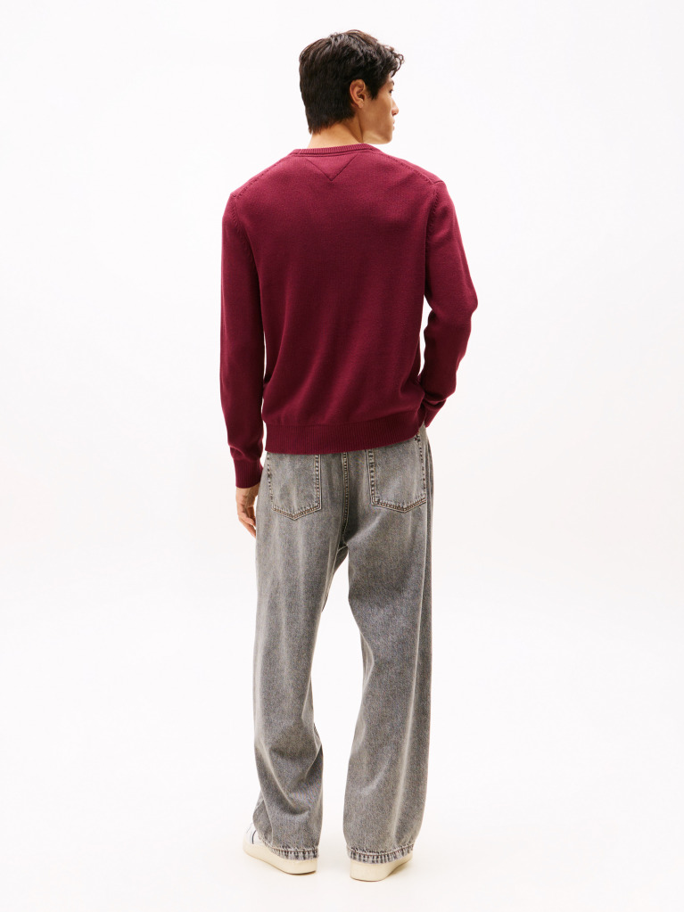 Red Crew Neck Slim Jumper  Men