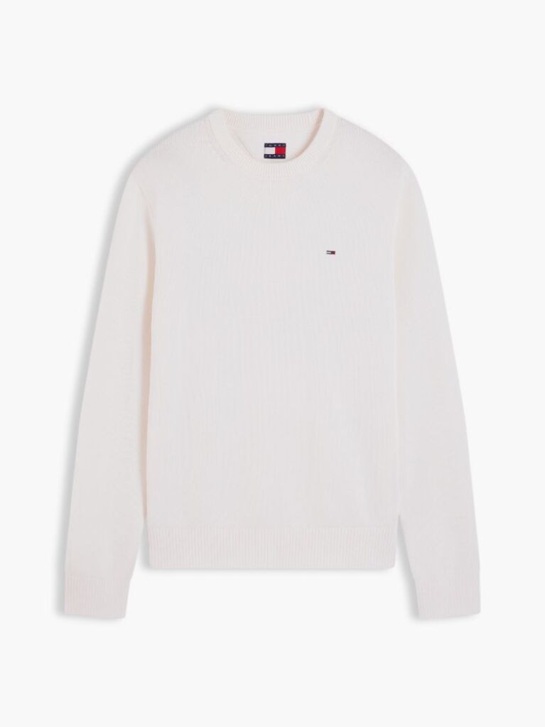 White Crew Neck Slim Jumper  Men