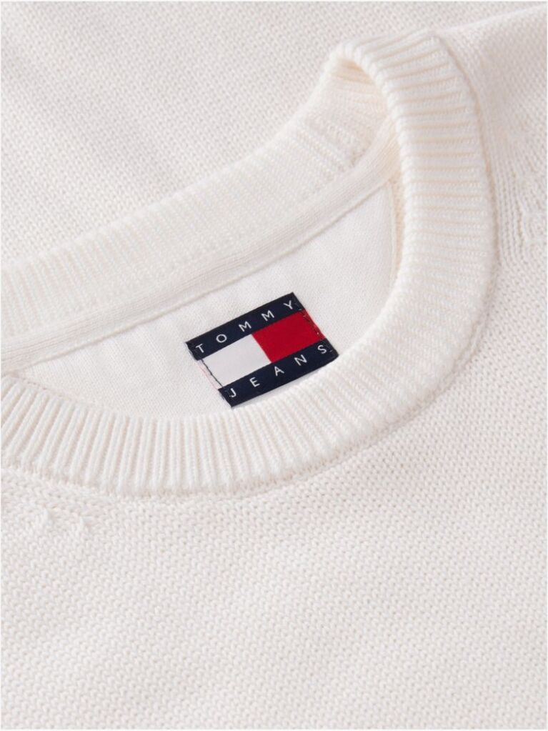 White Crew Neck Slim Jumper  Men