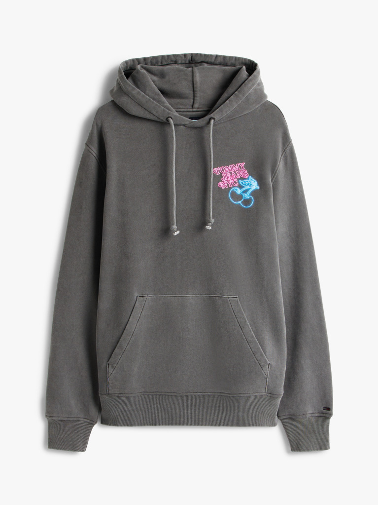 Μαύρο Hoody Σε Κανονική Γραμμή Με Κουκούλα Και Σχέδιο Πίσω  Άνδρες