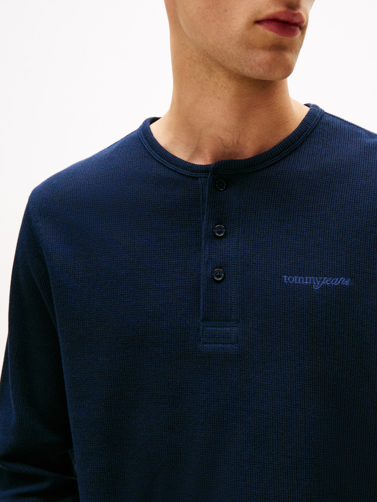 Blue Slim Waffle T-Shirt  Men