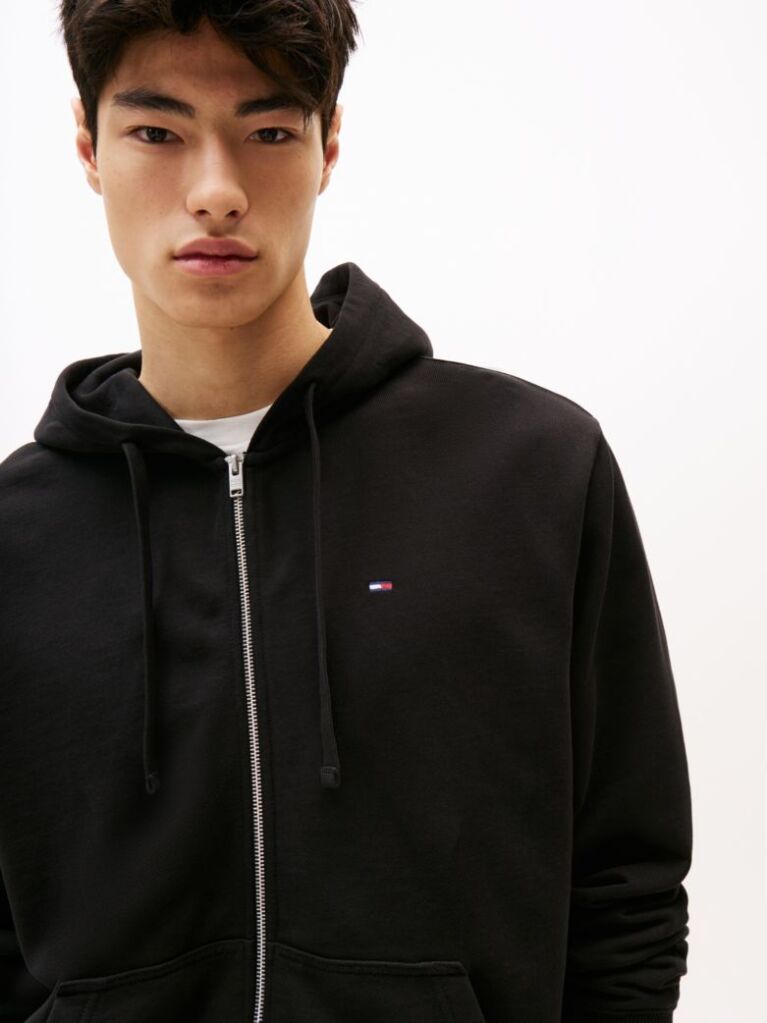 Black Relaxed Flag Zip-Thru Hoody  Men
