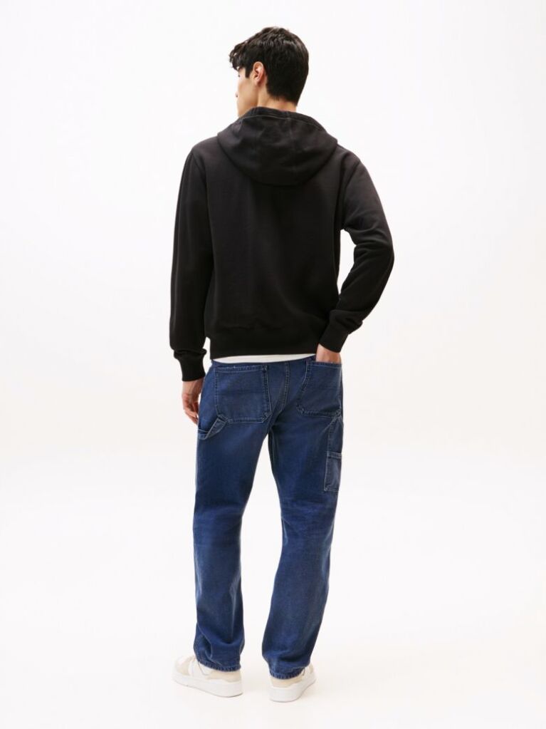 Black Relaxed Flag Zip-Thru Hoody  Men