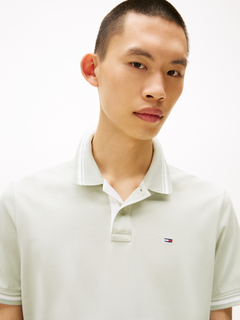 Green Tipped Regular Fit Polo Shirt  Men