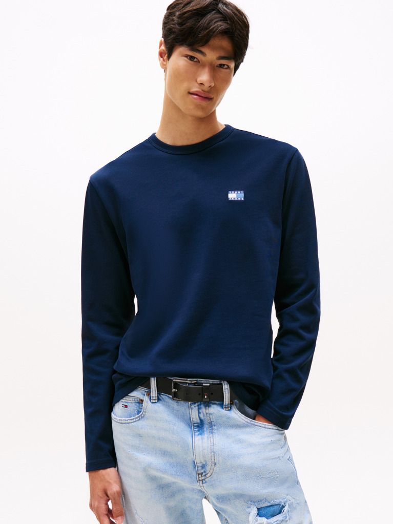 Μπλε Μακρυμάνικο T-Shirt Με Tonal Λογότυπο Tommy  Άνδρες