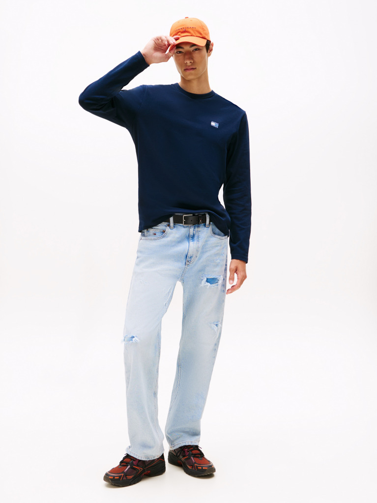 Μπλε Μακρυμάνικο T-Shirt Με Tonal Λογότυπο Tommy  Άνδρες