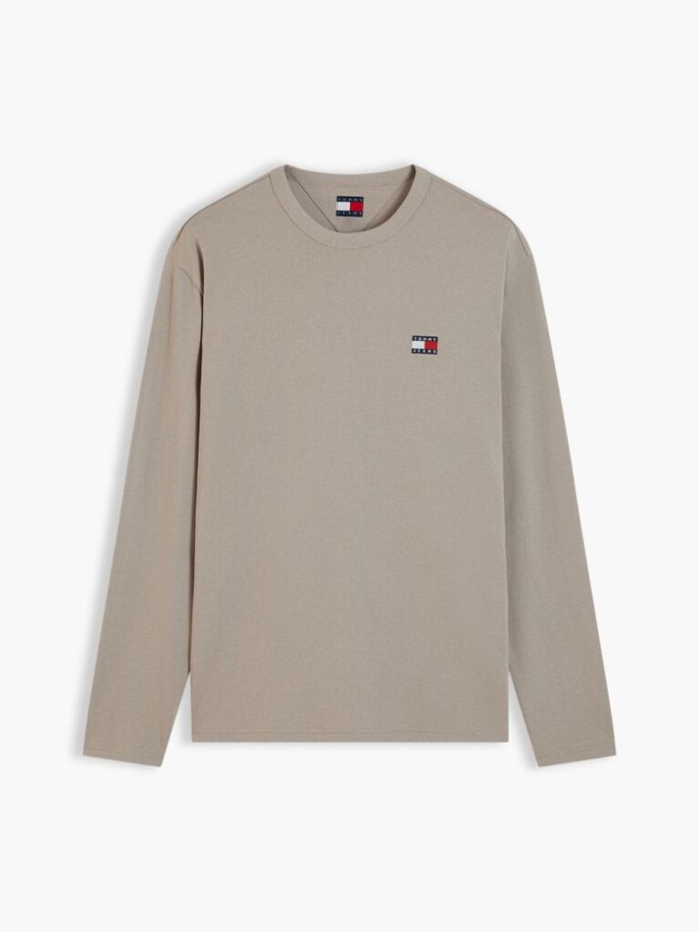 Καφέ Μακρυμάνικο T-Shirt Με Tonal Λογότυπο Tommy  Άνδρες