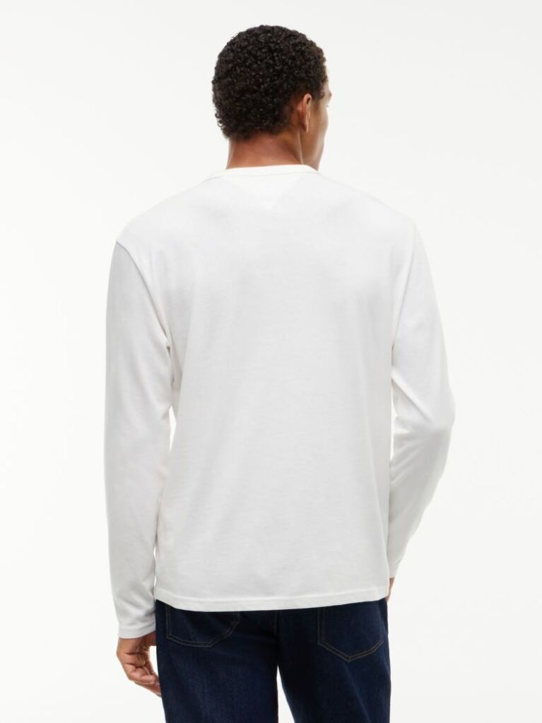 Beige Tonal Tommy Badge Long Sleeve T-Shirt  Men