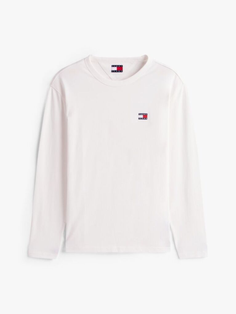 Beige Tonal Tommy Badge Long Sleeve T-Shirt  Men