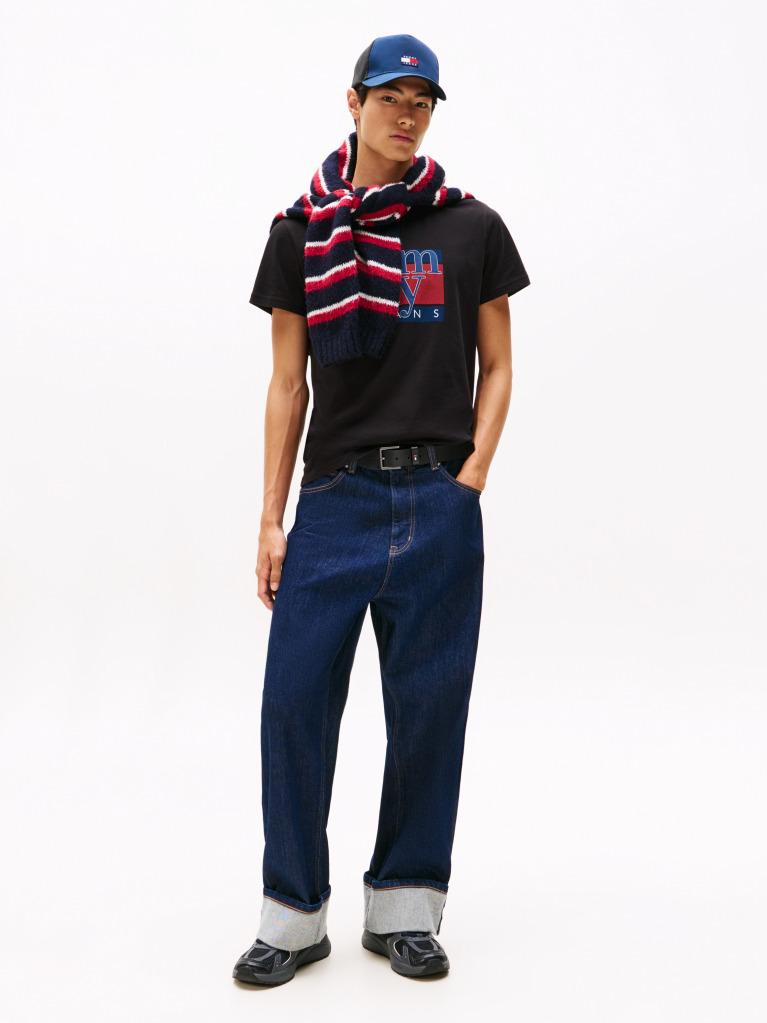Μαύρο T-Shirt Σε Slim Γραμμή Με Σημαία  Άνδρες