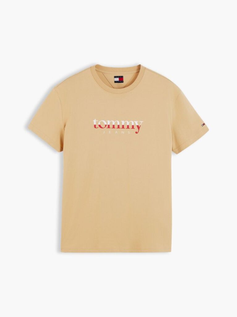 Μπεζ Jersey T-Shirt Με Κλασική Λαιμόκοψη Και Λογότυπο  Άνδρες
