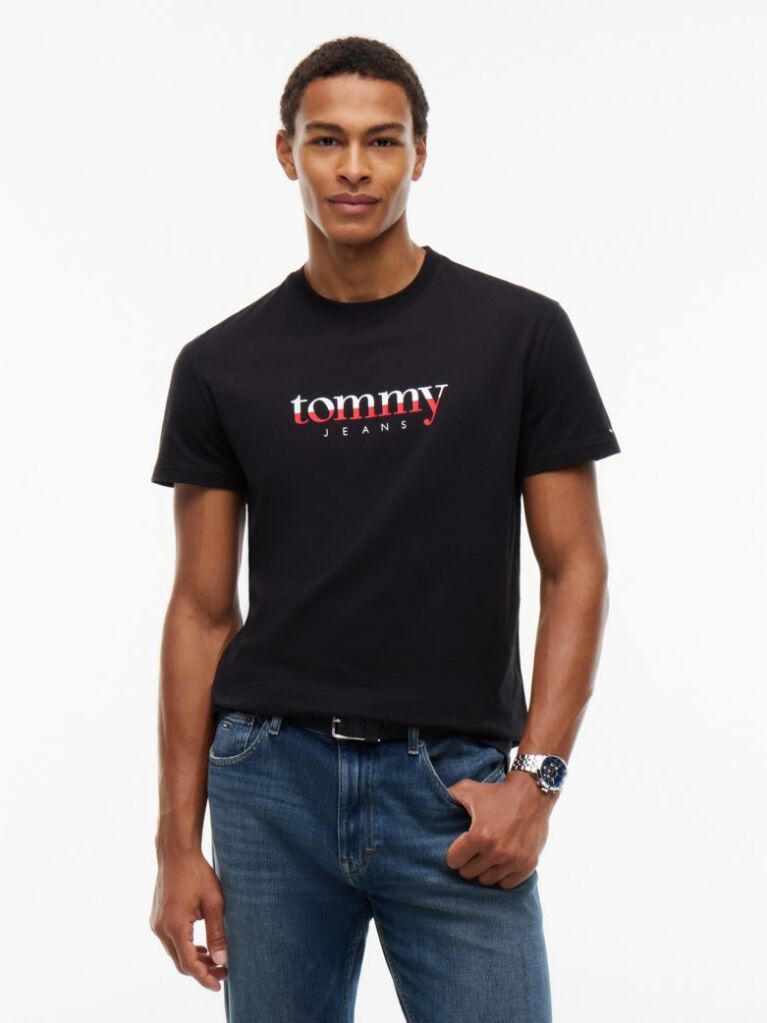 Μαύρο Jersey T-Shirt Με Κλασική Λαιμόκοψη Και Λογότυπο  Άνδρες