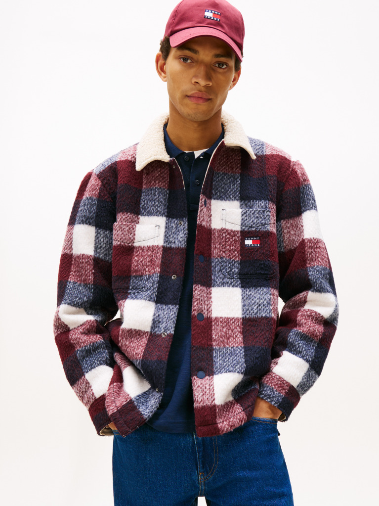 Multi Oversized Καρό Teddy Overshirt Με Γιακά  Άνδρες