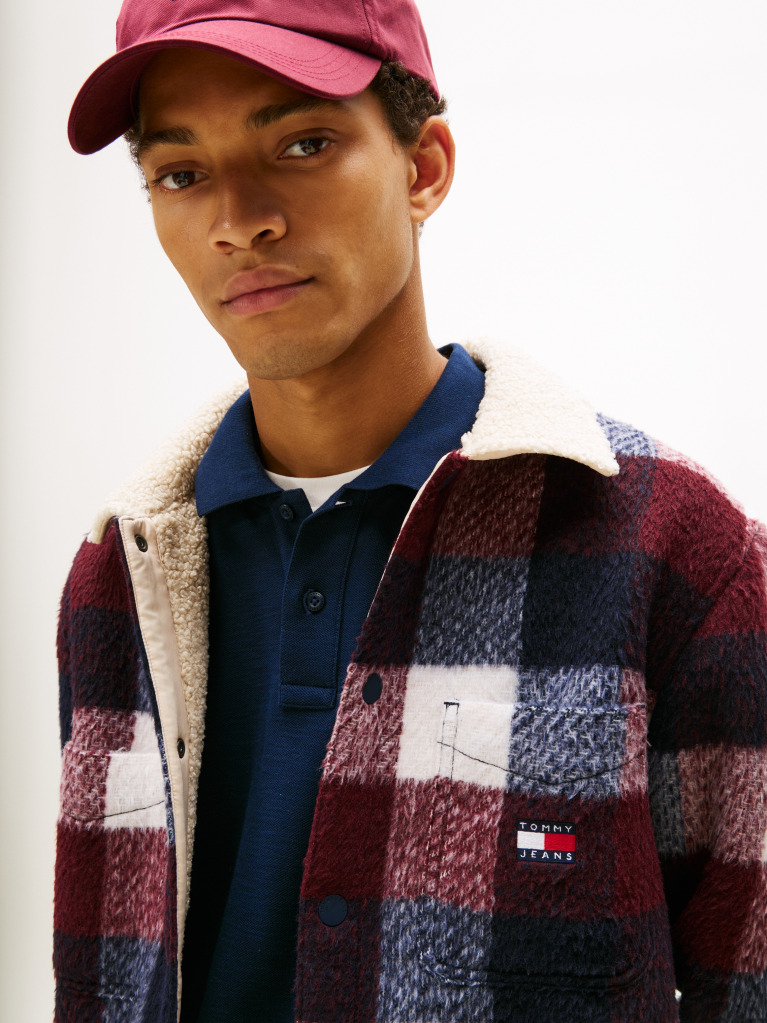 Multi Oversized Καρό Teddy Overshirt Με Γιακά  Άνδρες