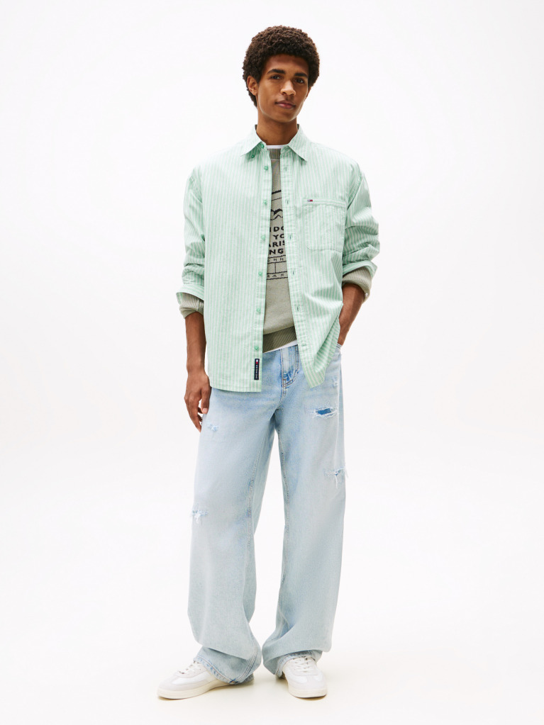 Multi Relaxed Fit Stripe Poplin Shirt  Men