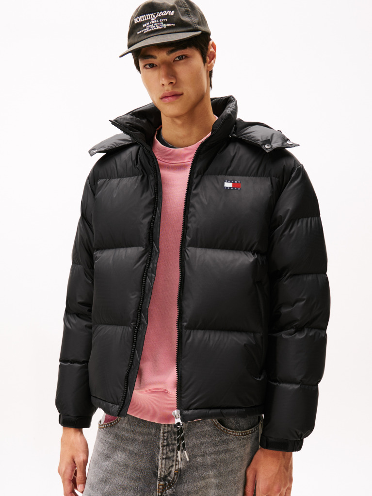 Black Water Repellent Ripstop Alaska Puffer Jacket  Men