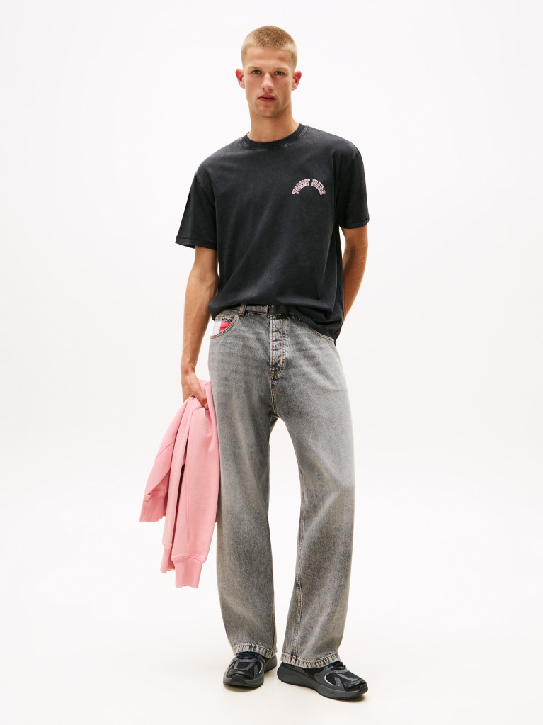 Black Back Graphic Relaxed Crew Neck T-Shirt  Men