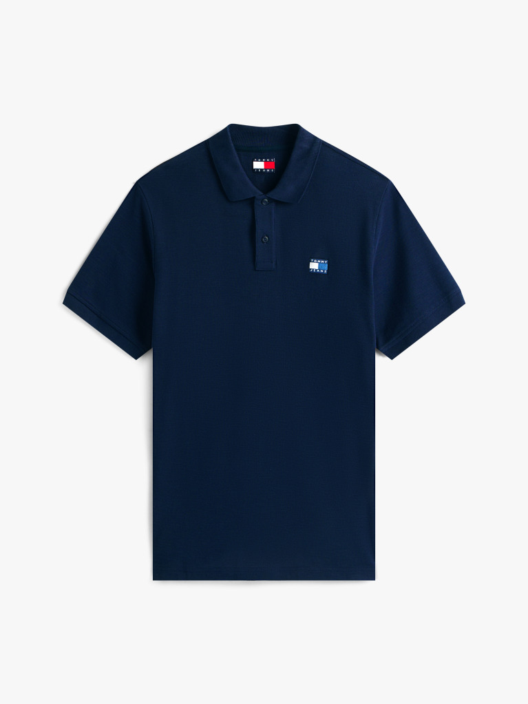 Blue Tommy Badge Pique Polo Shirt  Men