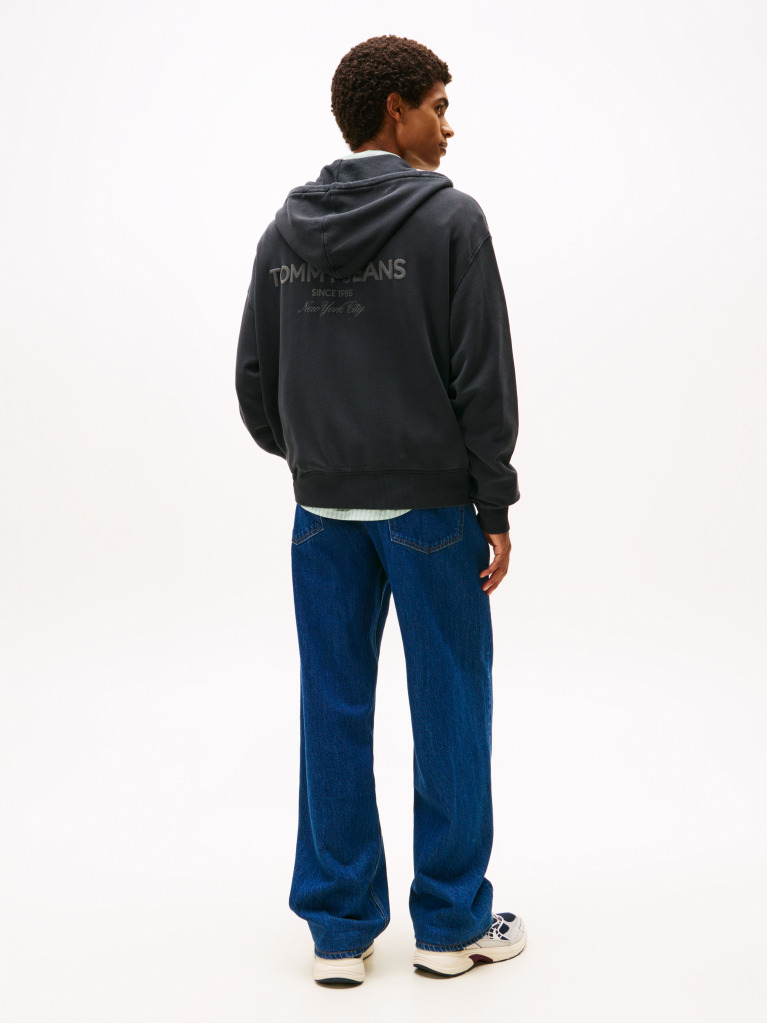 Black 90S New Classics Back Embroidery Logo Hoodie  Men