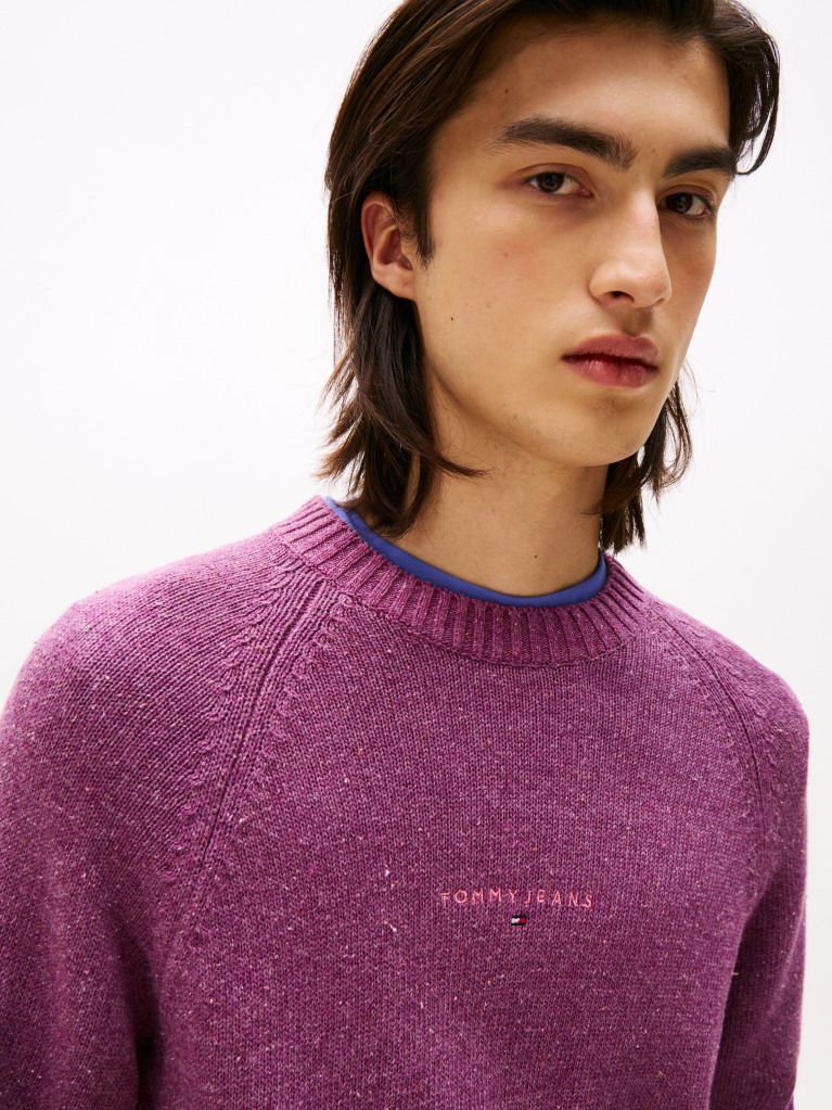 Red Linear Logo Raglan Sleeve Slim Jumper  Men