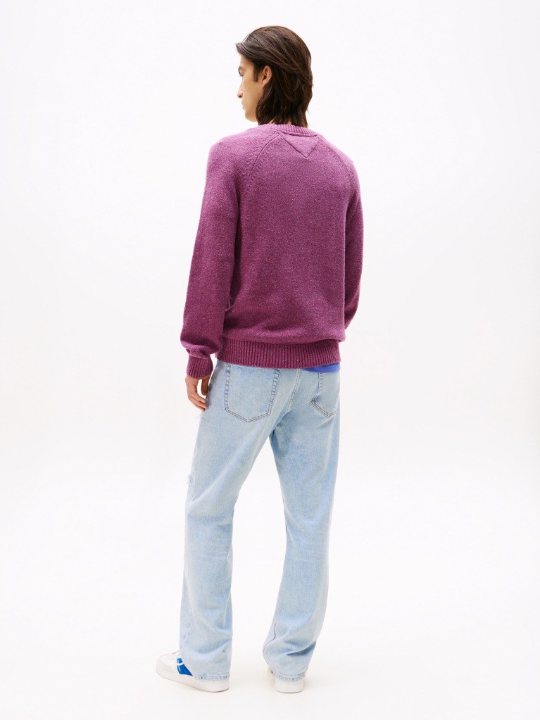 Red Linear Logo Raglan Sleeve Slim Jumper  Men
