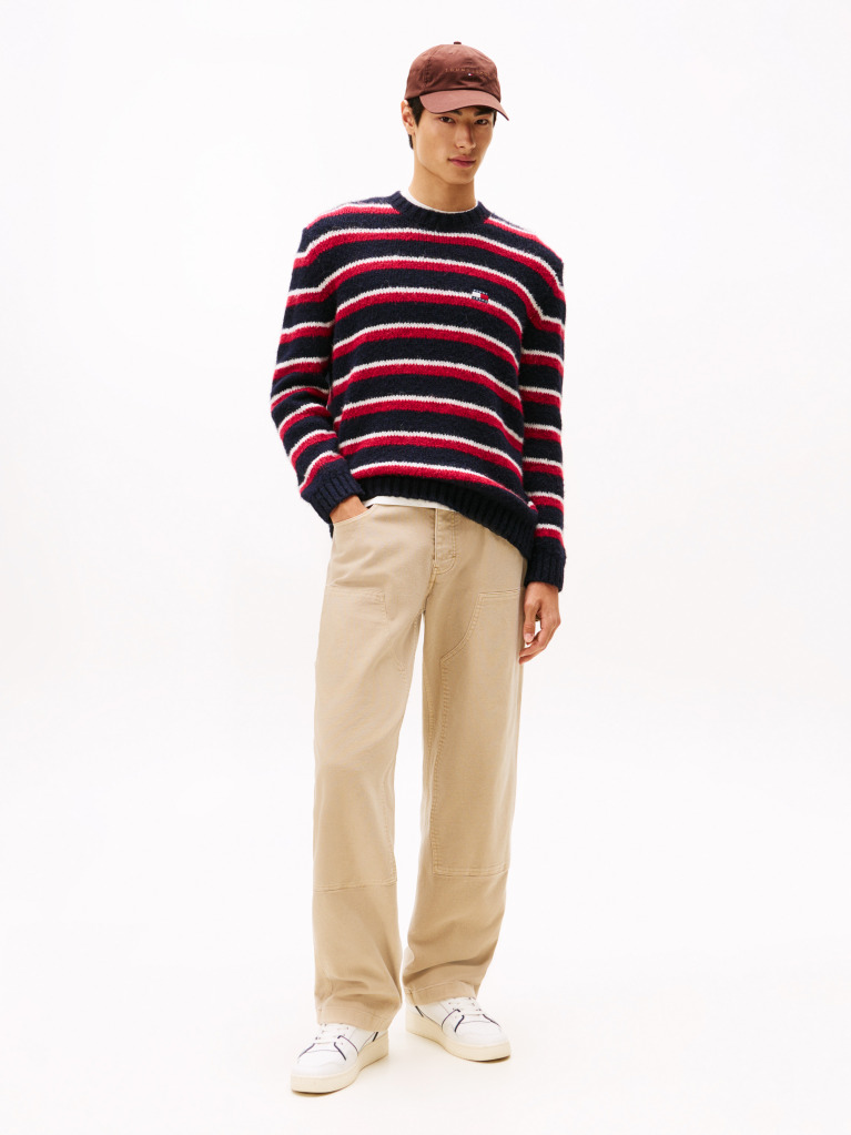 Multi Tommy Badge Stripe Jumper With Alpaca  Men