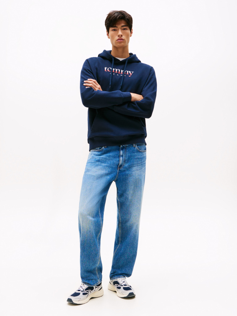Μπλε Terry Hoody Με Λογότυπο Και Κορδόνι  Άνδρες