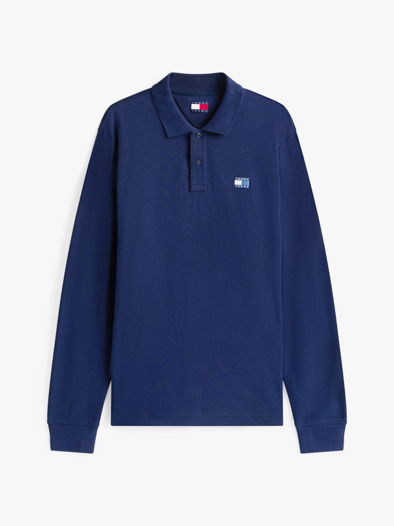 Blue Regular Fit Long Sleeve Polo Shirt  Men