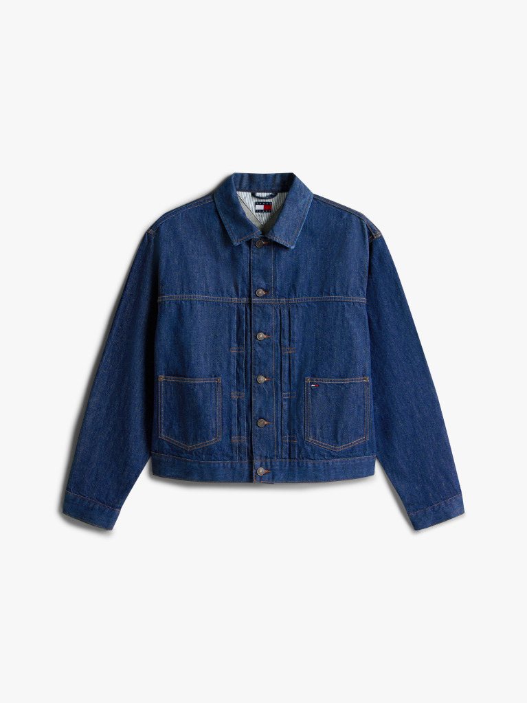 Denim Pleated Denim Trucker Jacket  Men