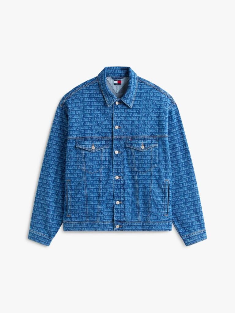Denim Spell-Out Logo Oversized Denim Trucker Jacket  Men
