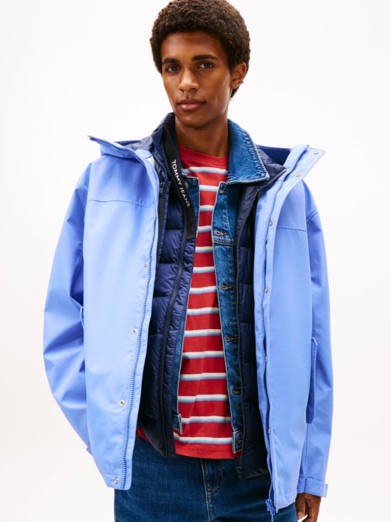 Blue 3-in-1 Padded Chicago Windbreaker  Men