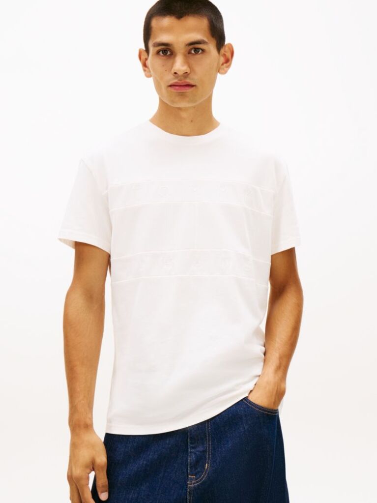 White Regular Tonal Flag Short-Sleeve T-Shirt  Men