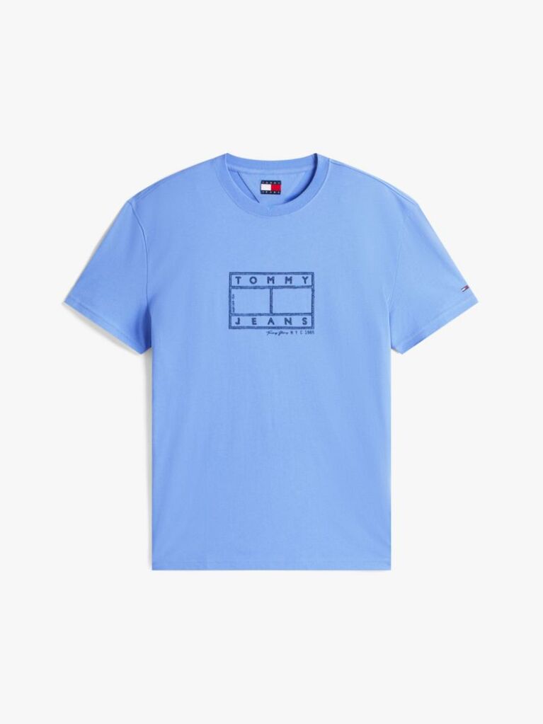 Blue Logo Stamp Crew Neck T-Shirt  Men