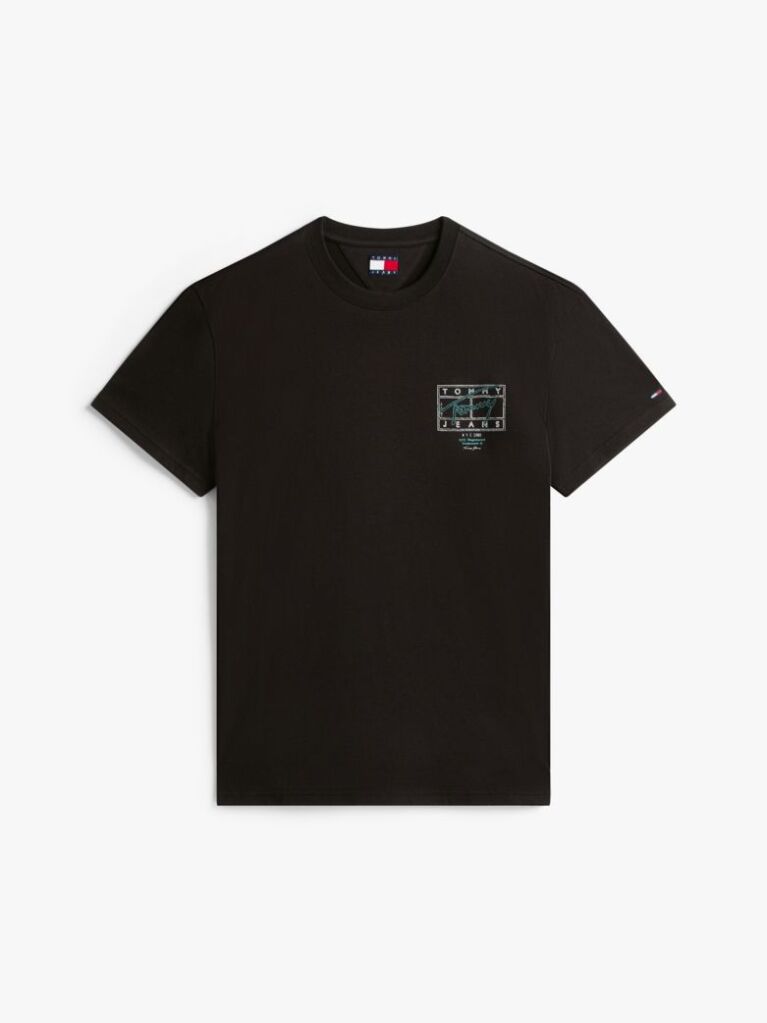 Black Signature Back Logo Crew Neck T-Shirt  Men