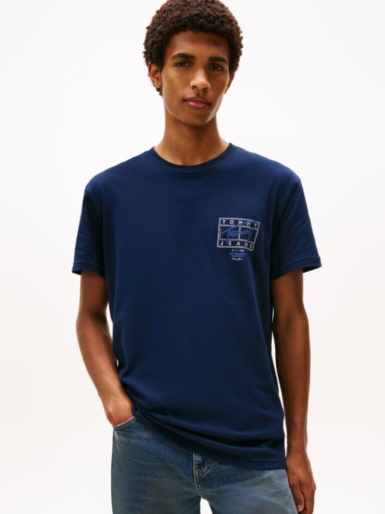 Blue Signature Back Logo Crew Neck T-Shirt  Men