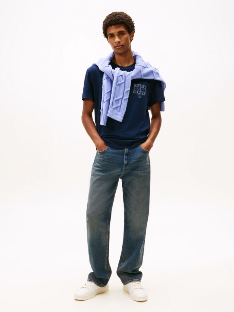 Blue Signature Back Logo Crew Neck T-Shirt  Men