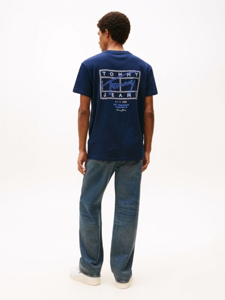 Blue Signature Back Logo Crew Neck T-Shirt  Men