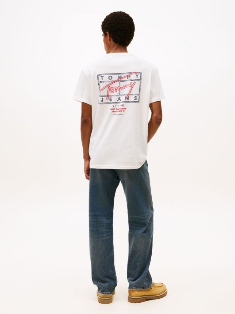 Beige Signature Back Logo Crew Neck T-Shirt  Men