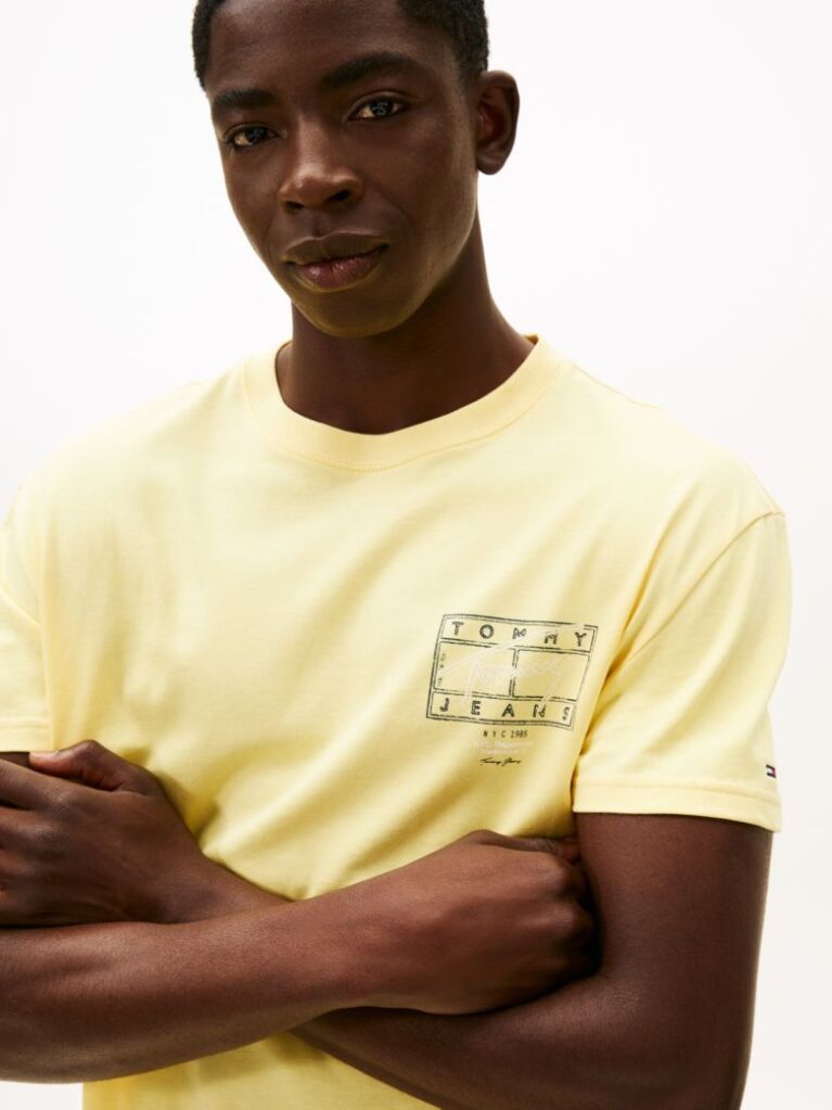 Yellow Signature Back Logo Crew Neck T-Shirt  Men