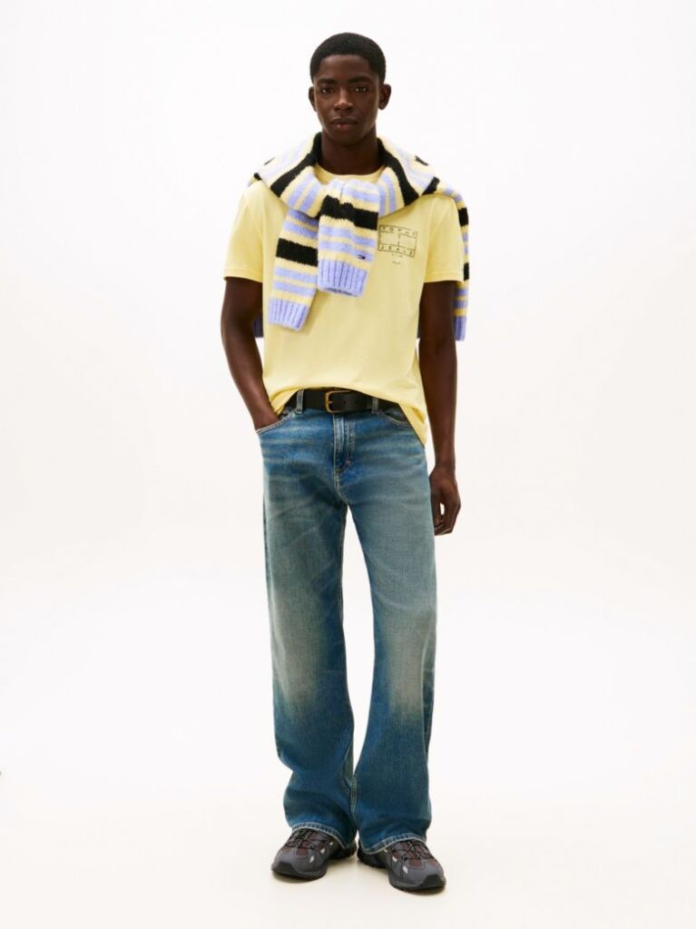 Yellow Signature Back Logo Crew Neck T-Shirt  Men