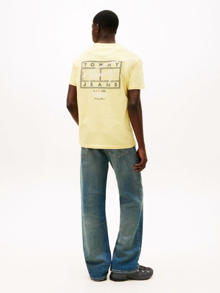 Yellow Signature Back Logo Crew Neck T-Shirt  Men