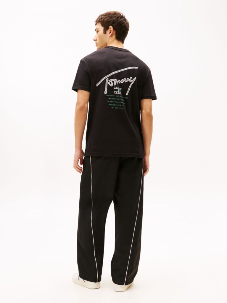 Black Signature Back Logo Crew Neck T-Shirt  Men